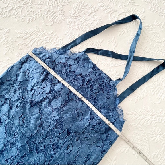 NWOT Lulus Wishful Wanderings Blue Lace Bodycon Midi Dress Medium - Picture 7 of 8